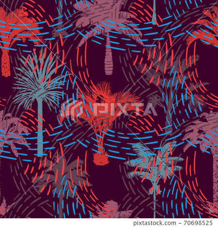Botanical Aloha backround. Palm trees seamless pattern. 70698525