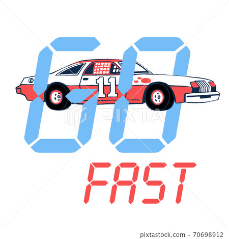 Hand drawn sport car, Pen graphic. Stylized typography 70698912