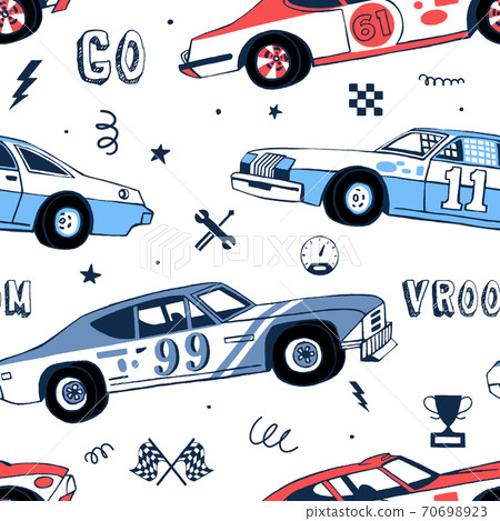 seamless pattern with Racing sport cars 70698923