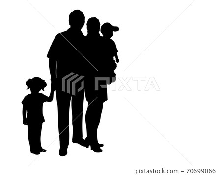 Silhouette family with two children Silhouette family with two children 70699066