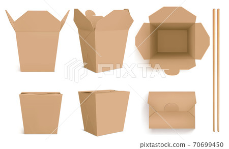 Vector craft paper Wok boxes and chopsticks 70699450