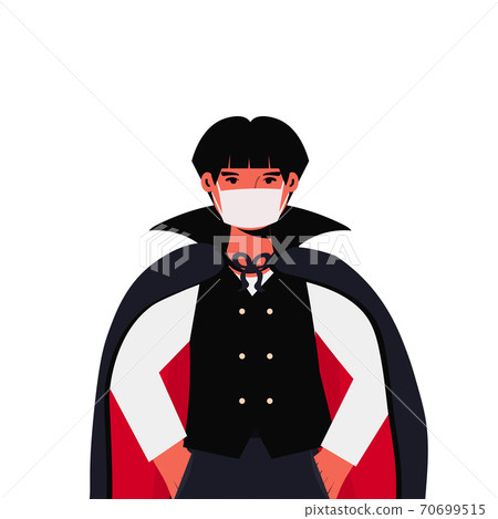 guy in mask wearing dracula costume halloween party celebration coronavirus quarantine concept guy in mask wearing dracula costume halloween party celebration coronavirus quarantine concept 70699515