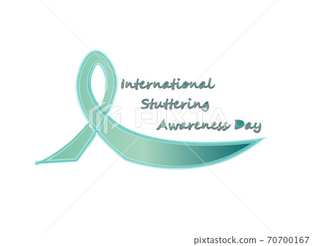 International stutter day emblem with blue ribbon International stutter day emblem with blue ribbon 70700167