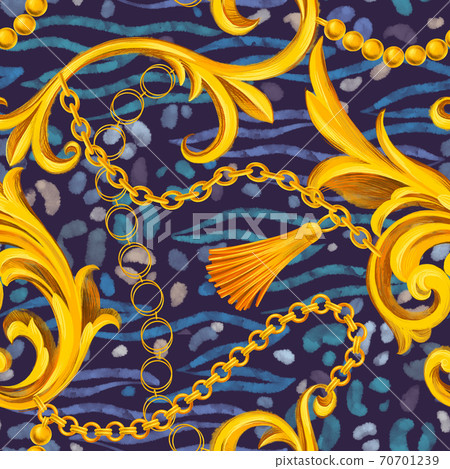 Baroque ornament with animal skin texture Baroque ornament with animal skin texture 70701239
