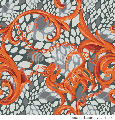 Vintage Baroque ornament with znimal skin texture 70701782