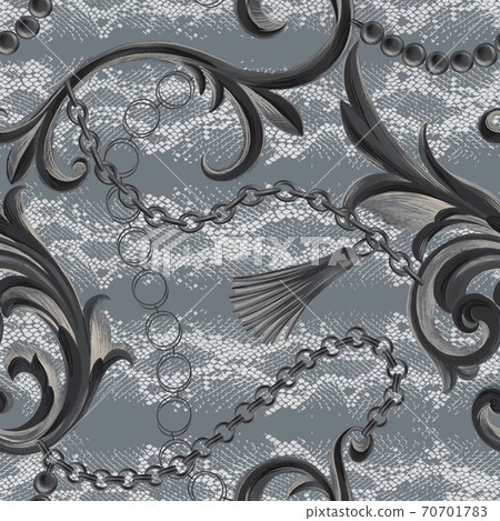 Vintage Baroque ornament with znimal skin texture Vintage Baroque ornament with znimal skin texture 70701783