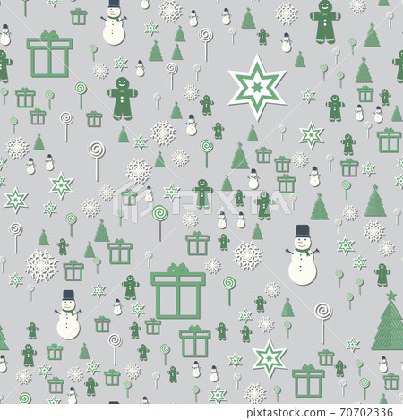 green christmas Seamless Pattern with Christmas... - Stock Illustration ...