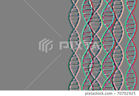 green-pink DNA molecules structure on gray background with copy space. Science and Technology concept, scientific background, 3d render green-pink DNA molecules structure on gray background with copy space. Science and Technology concept, scientific background, 3d render 70702925