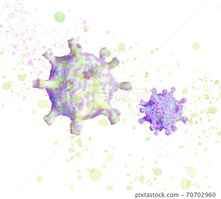 Bright lurid beautiful coronavirus cells on a blue background. COVID-19 concept. 3d illustration 70702960