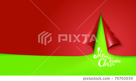 Green Red background Christmas tree paper.... - Stock Illustration ...