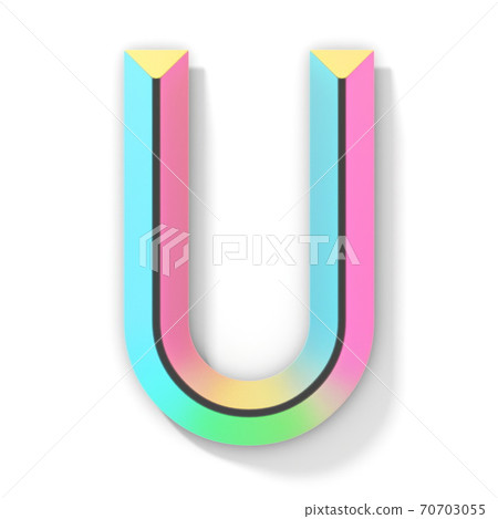 Neon color bright font Letter U 3D 70703055