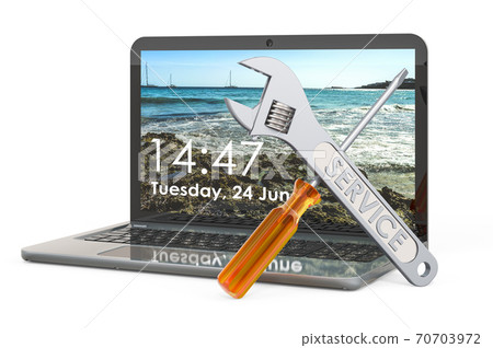 Repair and service of laptop, 3D rendering Repair and service of laptop, 3D rendering 70703972