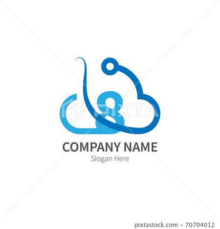 Number 8  combined with cloud technology icon logo 70704012
