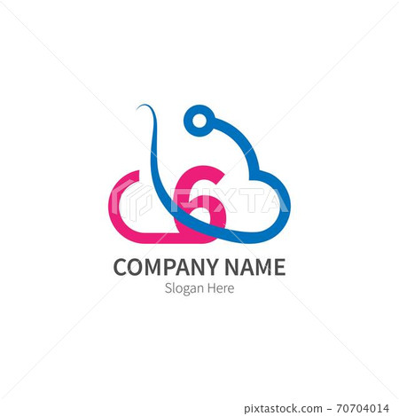 Number 6 combined with cloud technology icon logo Number 6 combined with cloud technology icon logo 70704014