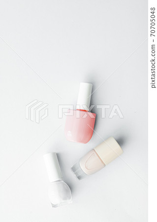 Nail polish bottles on white background, beauty brand 70705048