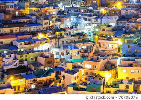 Night view of Gamcheon Culture Village, Busan, South Korea. 70708079