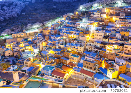 Night view of Gamcheon Culture Village, Busan, South Korea. Night view of Gamcheon Culture Village, Busan, South Korea. 70708081