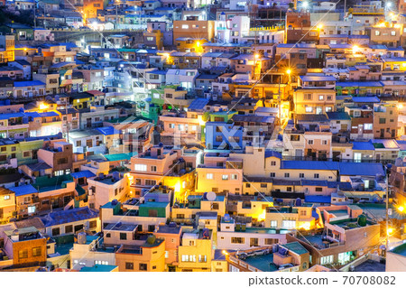Night view of Gamcheon Culture Village, Busan, South Korea. Night view of Gamcheon Culture Village, Busan, South Korea. 70708082