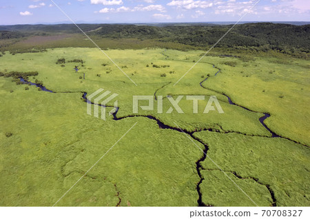 Kushiro Marsh in summer seen from the sky (Shibecha Town, Hokkaido) 70708327