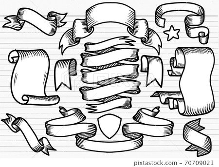 Vintage Ribbon ,Hand drawn set of different - Stock Illustration  [70709022] - PIXTA