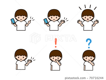 男孩操作智能手機的插圖集 70710244