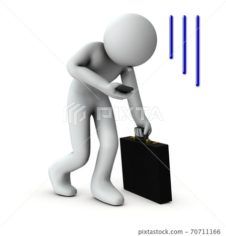 A businessman who is disappointed by an unexpected slapstick. 3D rendering. 70711166