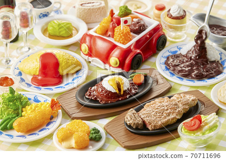 Elaborately made miniature foods Menu list Stock Photo