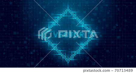 Futuristic cyberpunk glitch rhombus. Blue glowing digital rhombus. 8 bit rectangular shape. Background design for promo electronic music events and game titles. Vector Futuristic cyberpunk glitch rhombus. Blue glowing digital rhombus. 8 bit rectangular shape. Background design for promo electronic music events and game titles. Vector 70713489