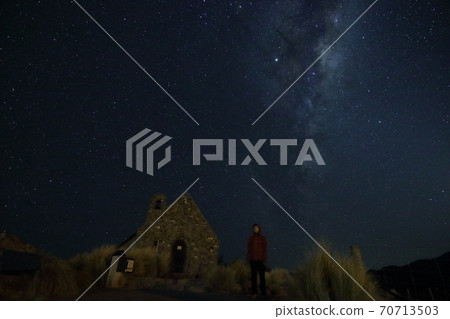 牧羊人教堂，德卡波，特卡波，湖，星空，宇宙（新西蘭） 70713503