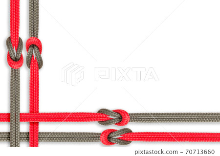 Connected concept , Different ropes tied  isolate on white with clipping path 70713660