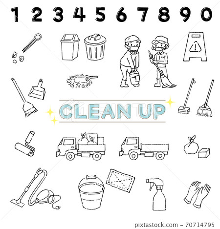 Line art illustration set of cleaning theme Line art illustration set of cleaning theme 70714795