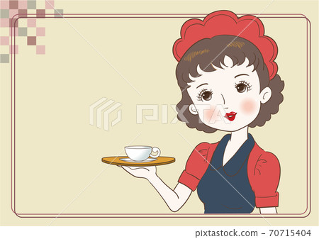Antique-style waitress retro coffee shop carrying a cafe 70715404