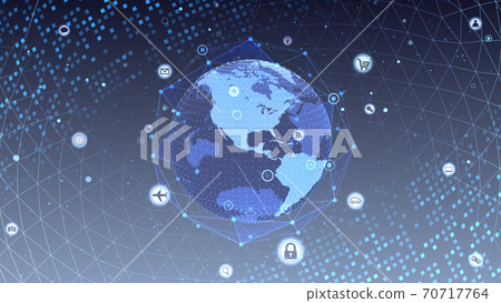 技術圖標網絡世界互聯網地球數字3D圖 70717764