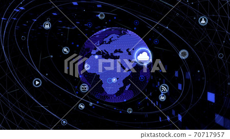 Technology Icon Network World Internet Earth Digital 3D Illustration 70717957