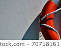 Part of Life Buoy on the Ship with White Background 70718161
