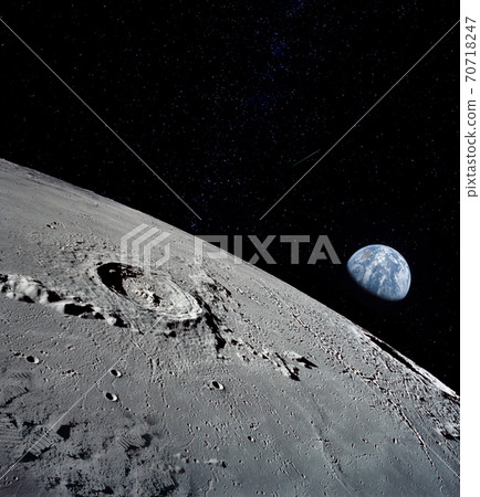 The lunar surface, taken from a corner, with the preserved footprints of the astronauts who have been there as evidence of the presence of a person. 70718247