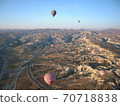 Cappadocia and balloons looking from the sky on a clear early morning 70718838