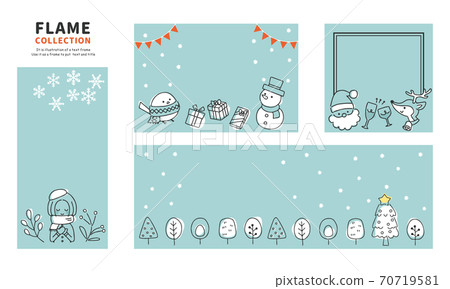 聖誕冬季框架設置線條圖 70719581