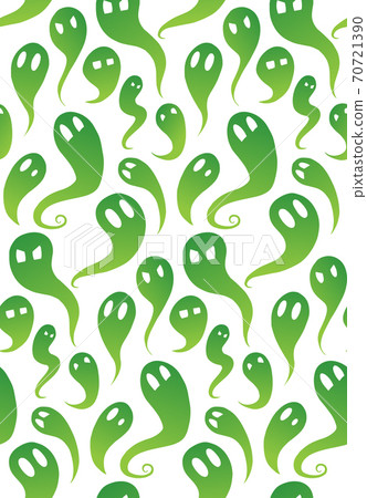 Seamless pattern with green cartoon ghosts with... - Stock Illustration  [70721390] - PIXTA