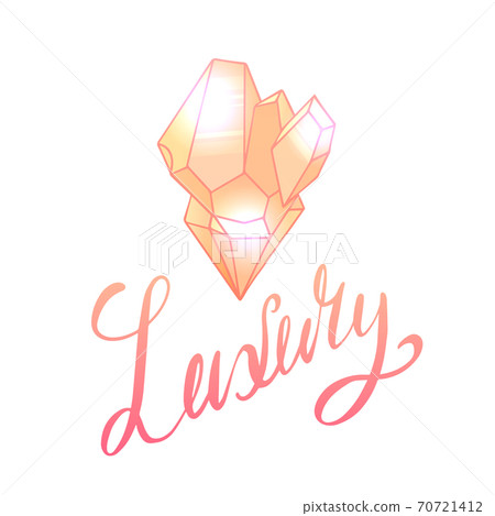 Doodle gemstone with luxury lettering. Brush calligraphy with morganite. Magnificence. The object is separate from the background. Vector element Doodle gemstone with luxury lettering. Brush calligraphy with morganite. Magnificence. The object is separate from the background. Vector element 70721412
