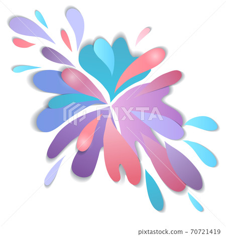 Multi Colored drops of paint cut from paper. 3d origami. Splash of water. Vector paper cut illustration Multi Colored drops of paint cut from paper. 3d origami. Splash of water. Vector paper cut illustration 70721419