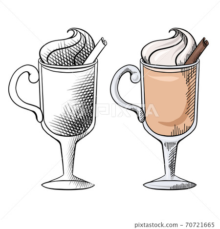 Set of Eggnog with cinnamon and whipped cream.... - Stock Illustration ...