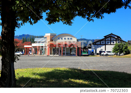 Sagae Highway Oasis Blue Sky and Autumn Leaves Sagae Highway Oasis Blue Sky and Autumn Leaves 70722303