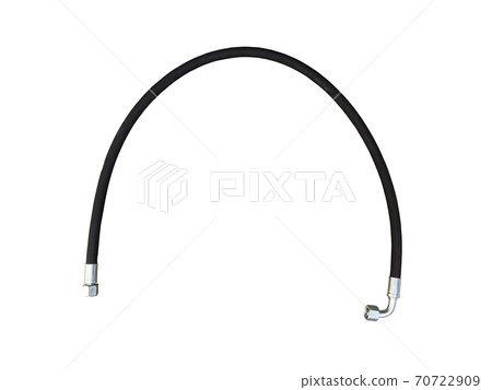 Hydraulic high pressure hose isolated on the white background. New spare parts. 70722909