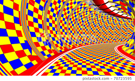 Driving along a bright futuristic corridor. 3D rendering 70723595