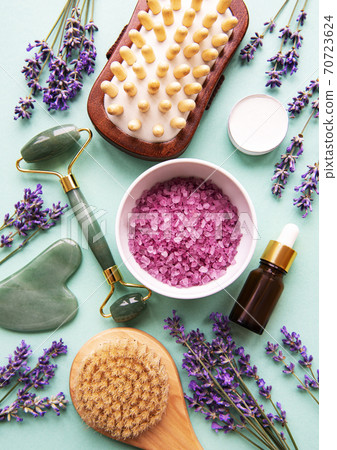 Natural organic SPA cosmetic with lavender. Natural organic SPA cosmetic with lavender. 70723624