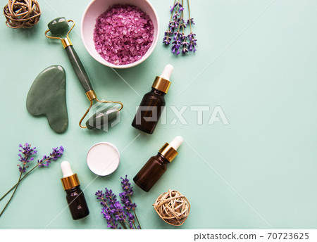 Natural organic SPA cosmetic with lavender. Natural organic SPA cosmetic with lavender. 70723625