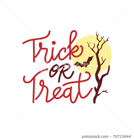 Trick or treat handwritten halloween greeting card Trick or treat handwritten halloween greeting card 70723644