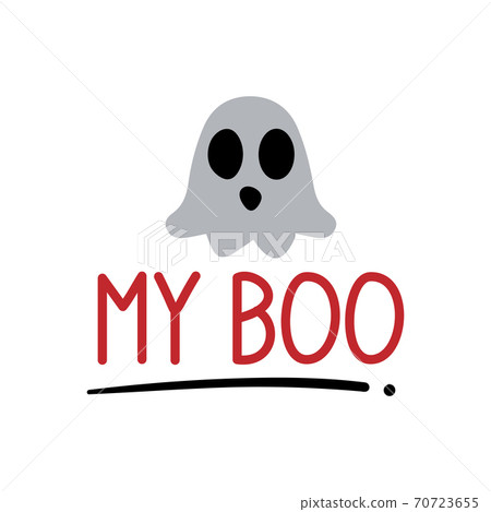 My Boo Brush Hand Lettering Vector Black on White Background 70723655