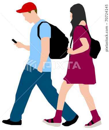 人全身輪廓矢量插圖集(日常生活/情況)/年輕夫婦 人全身輪廓矢量插圖集(日常生活/情況)/年輕夫婦 70724145